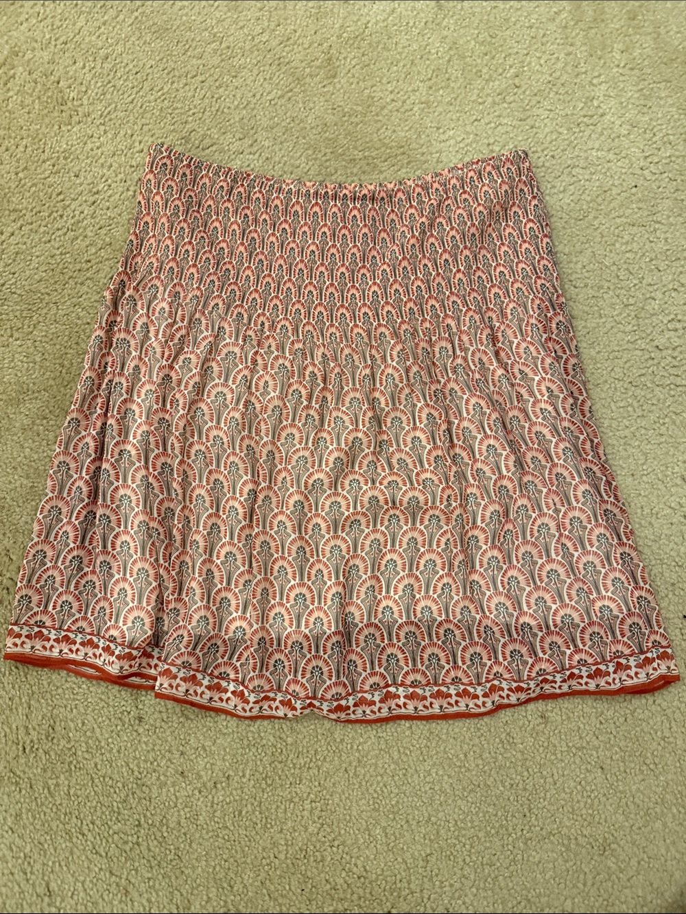 Max Studio Coral and White Patterned Skater Skirt